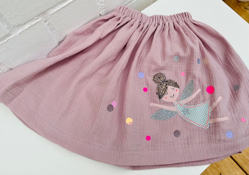 Girls skirt muslin, skirt muslin, muslin skirt, muslin, skirt fairy, fairy skirt, confetti, glitter skirt, muslin pink, old pink, skirt elf image 3