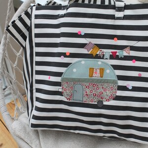 Tasche Stofftasche Strandtasche Einkaufstasche, Camper,Badetasche, große Umhängetasche Canvastasche Sommer, Strand, Meer, Geschenk,Wohnmobil