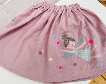 Girls skirt muslin, skirt muslin, muslin skirt, muslin, skirt fairy, fairy skirt, confetti, glitter skirt, muslin pink, old pink, skirt elf