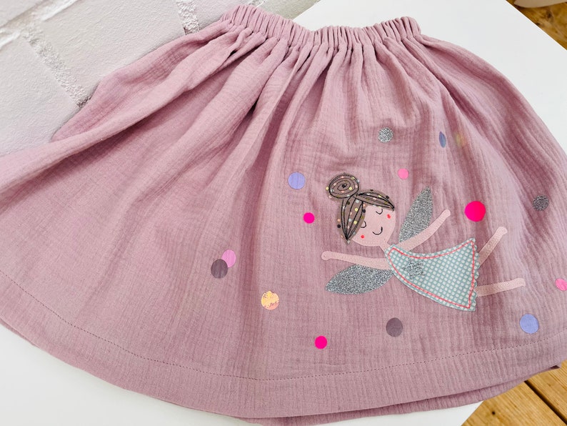 Girls skirt muslin, skirt muslin, muslin skirt, muslin, skirt fairy, fairy skirt, confetti, glitter skirt, muslin pink, old pink, skirt elf image 1
