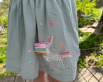 Girls muslin skirt, muslin skirt, muslin skirt, muslin, unicorn skirt, unicorn skirt, confetti, glitter skirt, muslin pink, mint, summer skirt