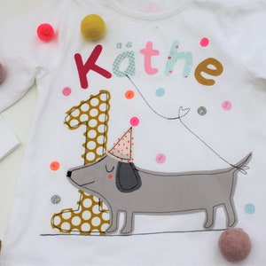 Birthday shirt dachshund, girls, children, T-shirt, number shirt, birthday, number, name, dog, gift, spring, summer, pink, mint