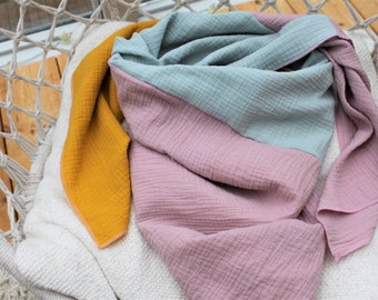 three-colored XXL scarf muslin 135 x 135 cm, muslin scarf, muslin scarf, triangular scarf, muslin, cotton muslin, scarf summer, spring