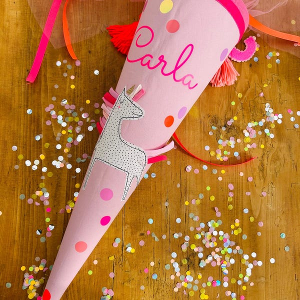Cône d'école en mousseline, cône d'école en tissu, cône d'école pour filles, cône d'école licorne, premier jour d'école, cône d'école en mousseline, confettis, cône d'école personnalisé