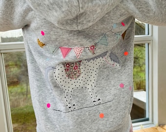 Veste de survêtement pour fille, veste à capuche licorne pour enfant, sweat-shirt avec capuche licorne, arc-en-ciel, automne