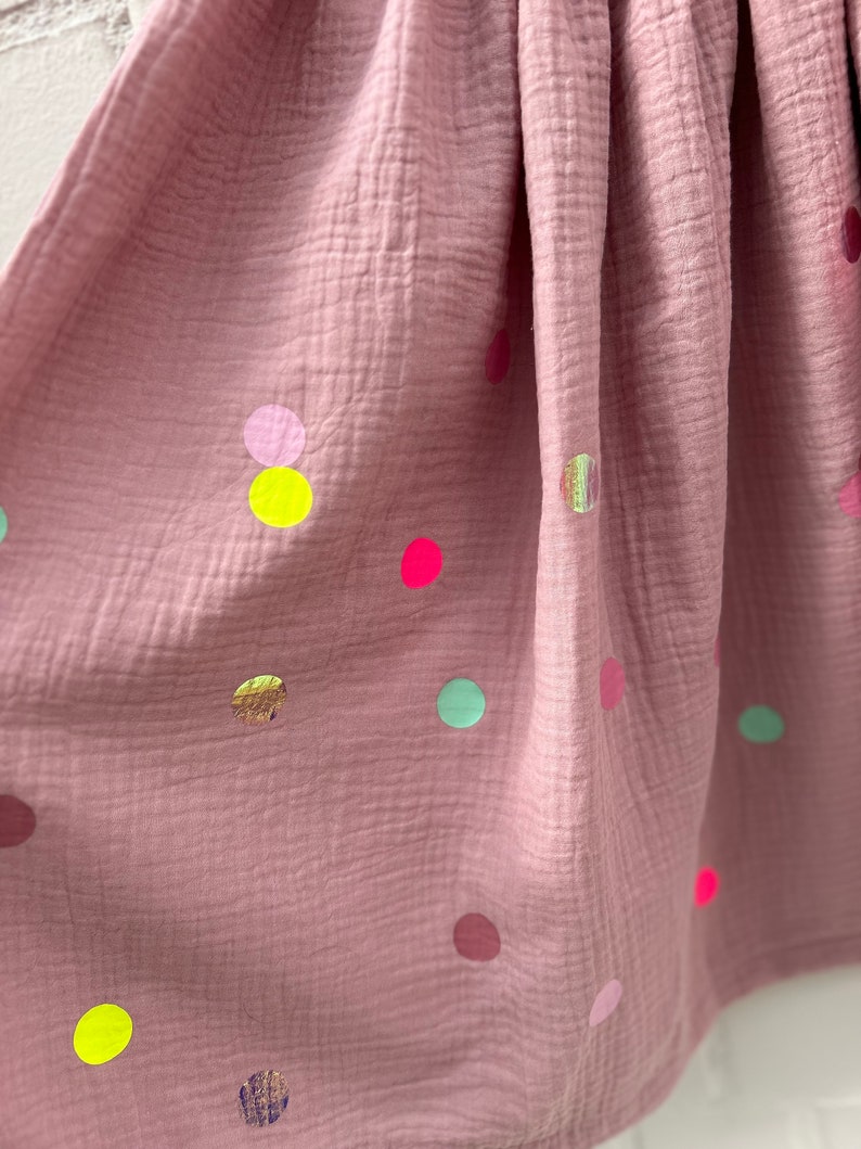 Falda muselina mujer, falda muselina, falda muselina, muselina, falda confeti, falda lunares colores, confeti, falda brillo, muselina rosa, rosa viejo imagen 3