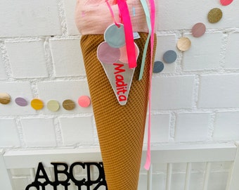 School cone, ice cream cone, fabric school cone, school cone for girls, school cone, ice cream cone, first day of school, ice cream cone, soft serve ice cream, waffle cone