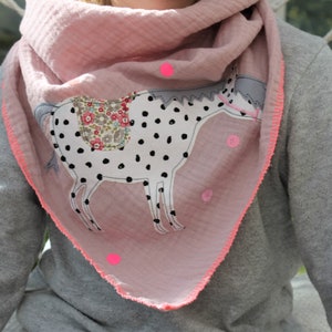 Children's muslin scarf in two sizes, muslin scarf, muslin scarf, horse scarf, pink muslin, autumn scarf, horse scarf