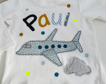 Geburtstagsshirt Kinder,Geburtstagsshirt,Shirt für Jungen,Shirt mit Name,Shirt mit Zahl,Shirt Flugzeug, Flieger, Shirt Geburtstag Jungs