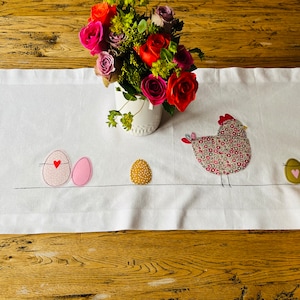 kurze Lieferzeit! Tischläufer Ostern, Tischdecke Ostern, Osterhase, Frühling, Ostern Deko, Frühlingsdeko, Huhn