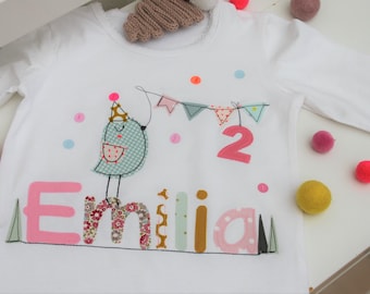 Birthday shirt unicorn, girls, children, T-shirt, number shirt, birthday, number, name, bird, gift, spring, summer, pink, mint