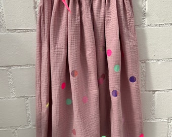 Women's muslin skirt, muslin skirt, muslin skirt, muslin, skirt confetti, skirt colorful dots, confetti, glitter skirt, muslin pink, old pink