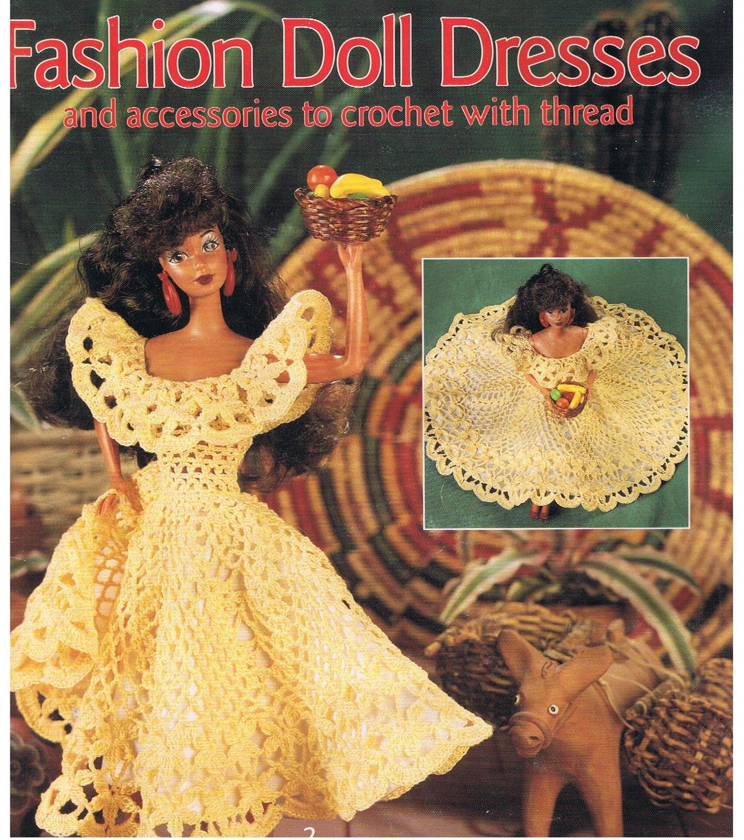 7 Barbie Crochet Dresses Pattern Fashion Doll Dress Accessories Crochet Pattern Barbie Clothes Outfits Pattern Instant Download PDF