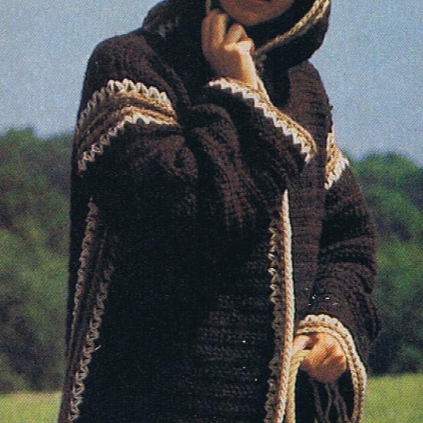 crochet hood jacket sweater  pattern small med and large sizes