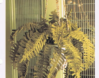 Patrón de crochet vintage Planta colgante de helecho en maceta Planta de interior Amigurumi Macetas Planta de interior Descarga digital instantánea en PDF