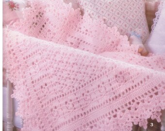 Vintage Crochet Pattern Sweet  Elegant Lacy Baby Afghan Blanket PDF Instant Digital Download Stroller Cover Shower Gift