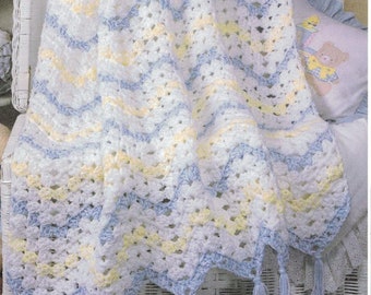 Vintage Crochet Pattern  Baby Afghan Blanket PDF Instant Digital Download Stroller Cover Shower Gift