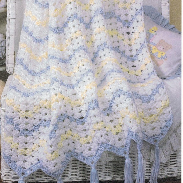 Vintage Crochet Pattern  Baby Afghan Blanket PDF Instant Digital Download Stroller Cover Shower Gift