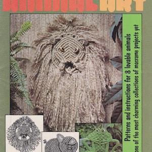 Arte animal en macramé • Patrones artesanales para niños para colgar en la pared de los años 70 • Nudos Cómo realizar instrucciones Libro de patrones Vintage de los años 70 • PDF retro