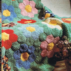 Flower Garden Afghan Loom Knit 