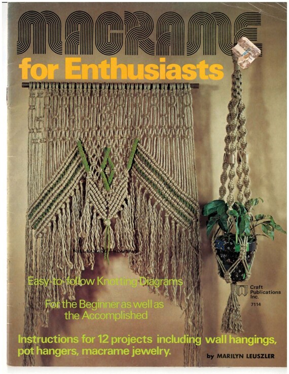 Vintage Macrame Book from 1975 with 12 patterns Etsy