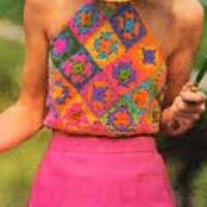 Top granny square , Crochet top patterns , granny square top, halter top crochet pattern PDF instant download