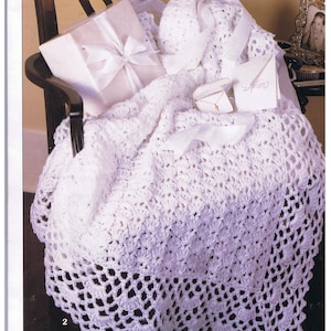 Vintage Crochet Pattern Special Memories Elegant Lacy Baby Afghan Christening Blanket PDF Instant Digital Download