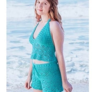 Crochet patterns top, shorts, Set crochet patterns , lace suits shorts crochet pattern pdf instant download . womens crochet short sets