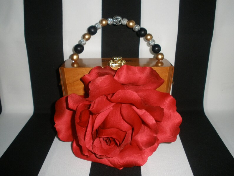 Huge Red Rose Cigar Box Purse Kentucky Derby Authentic Etsy