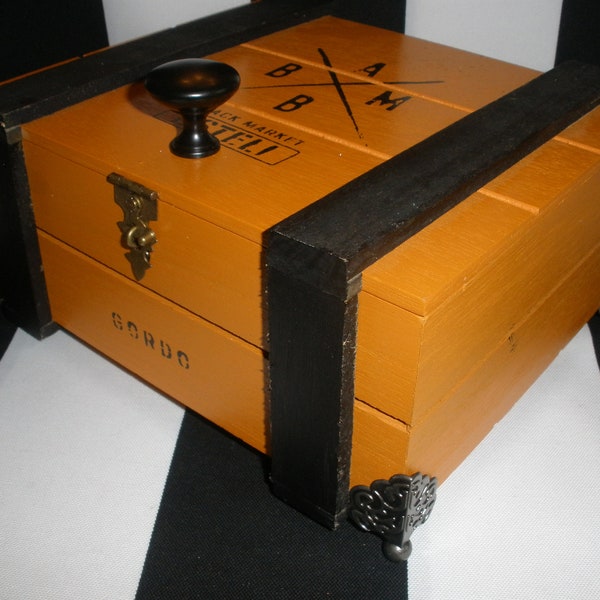 Orange Black Market Cigar **Man Box**, Watch Box, Dresser Valet, Desk Box, Gun Box, Father’s Day Gift, Keepsake Box, Humadorables by Susan