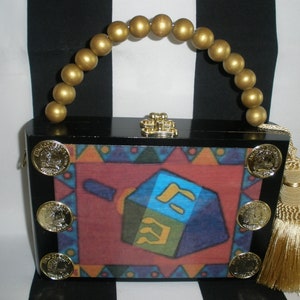 Dreidel No. 2 Cigar Box Purse, Blue Velvet Lined, Cross Body Option, Humadorables by Susan, Tampa