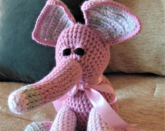 Crocheted elephant stuffed animal doll toy "Elsie"