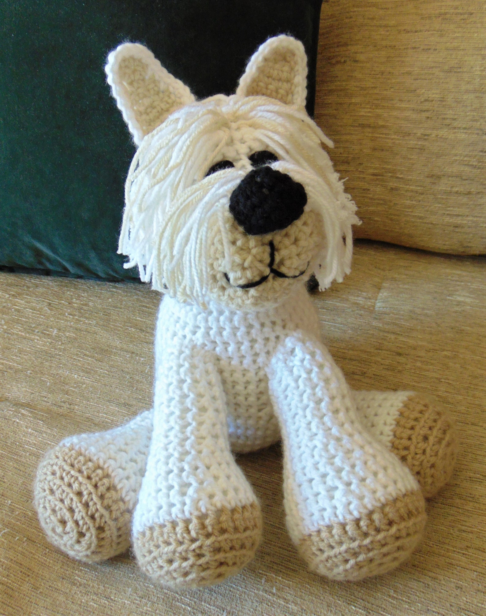 Crocheted puppy dog Westie terrier stuffed animal doll toy Etsy