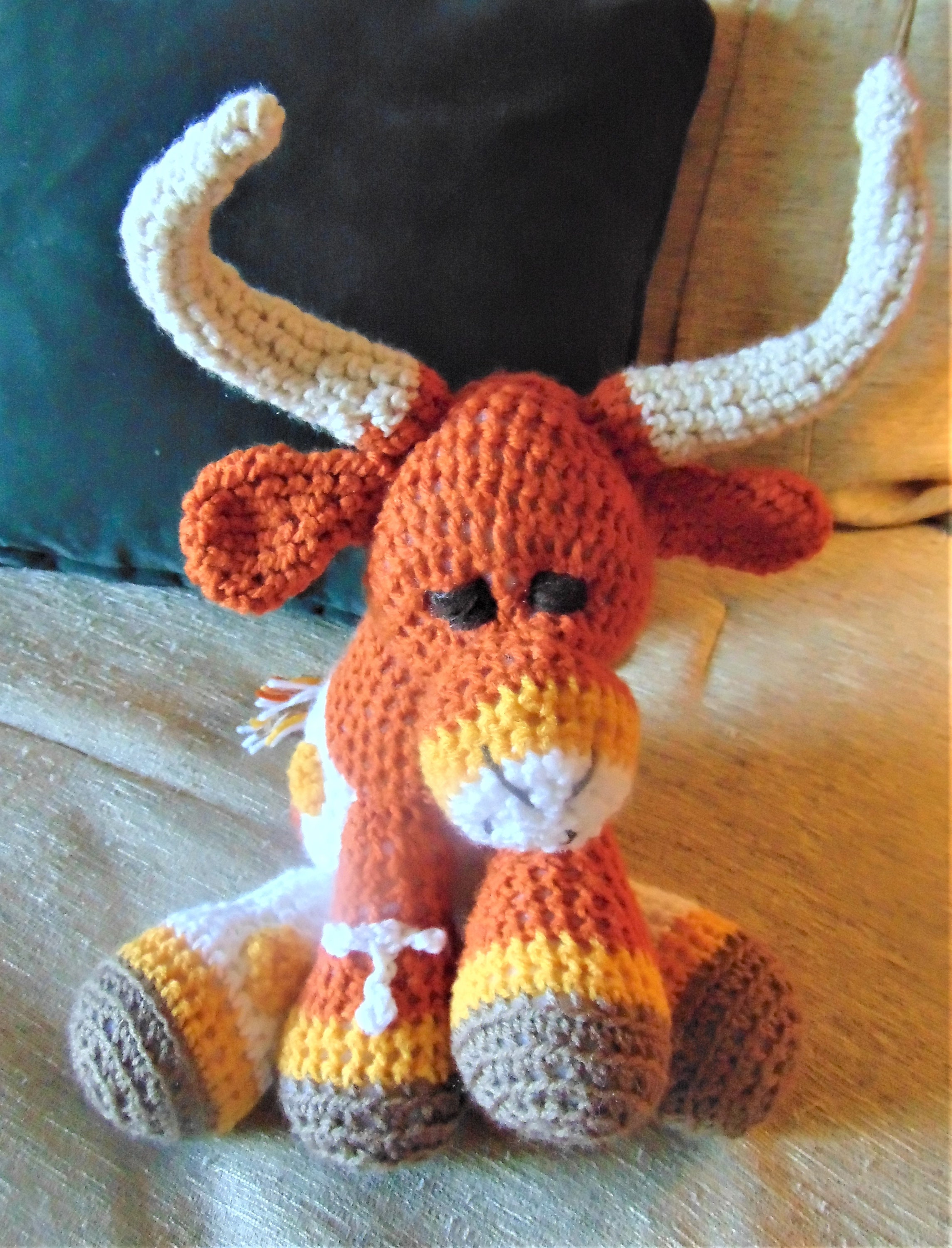 Crocheted cow Texas Longhorn University of Texas stuffed Etsy
