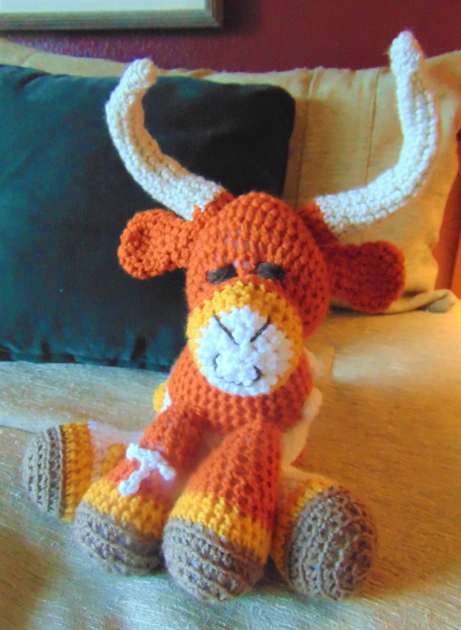 Crocheted cow Texas Longhorn University of Texas stuffed Etsy