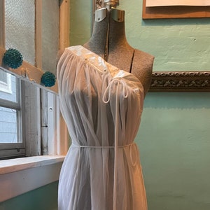 MINT Vintage GMc Grecian Wedding  Bridal Bride White One Shoulder See Thru Nightie sz medium- perfect!