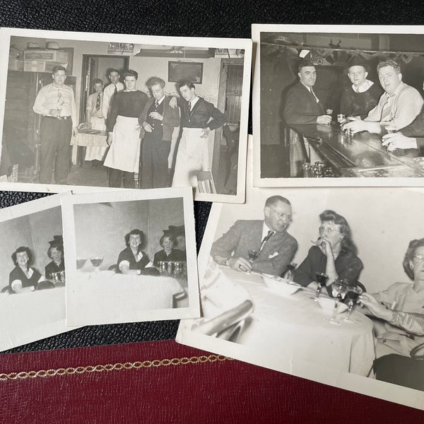Vintage Lot of 1940s Bar and Celebrating Party Themed Snapshots - good shape!