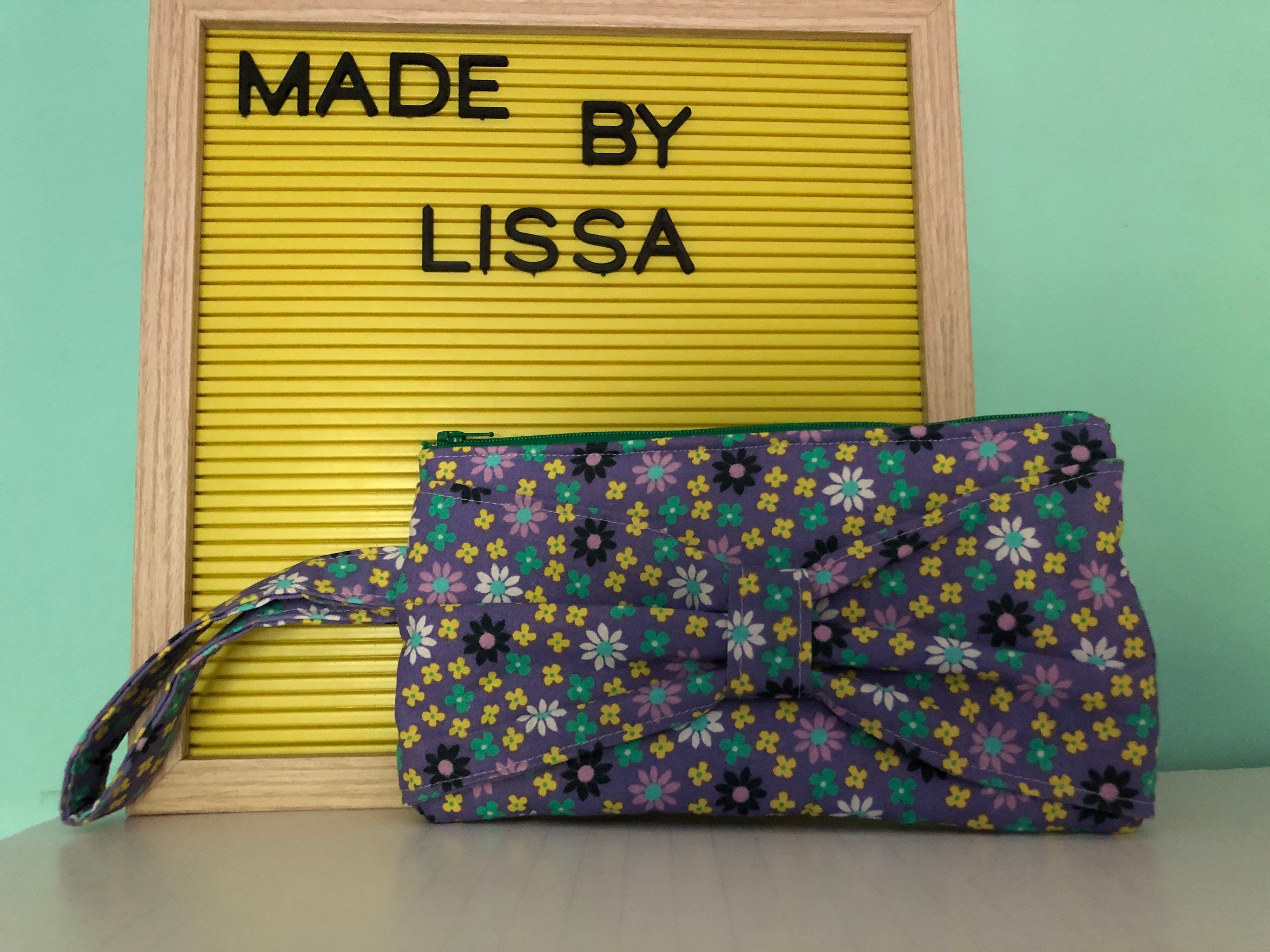 Purple Floral Bow Wristlet - Etsy
