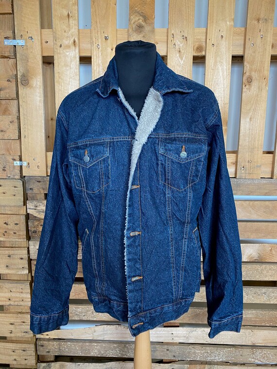 Vintage Teddy Collar Denim Jacket - retro 80s/90s