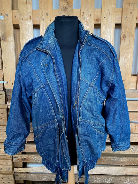 Vintage Teddy Collar Denim Jacket - retro 80s/90s