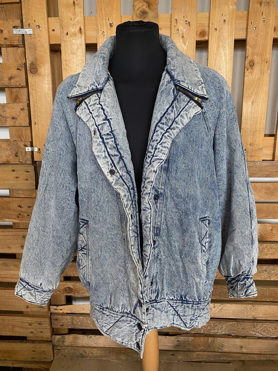 Vintage Teddy Collar Denim Jacket - retro 80s/90s