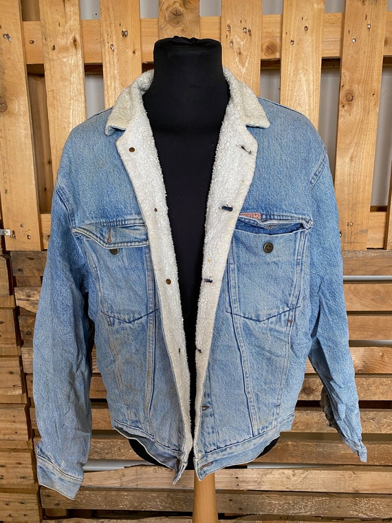 Vintage Teddy Collar Denim Jacket - retro 80s/90s