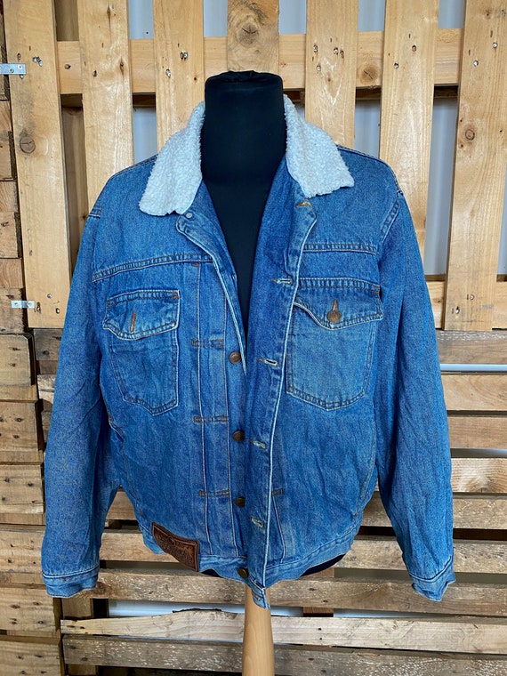 Vintage Teddy Collar Denim Jacket - retro 80s/90s