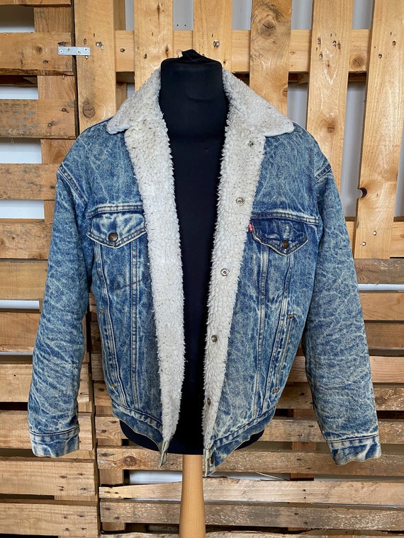 LEVIS Vintage Teddy Collar Denim Jacket - retro 80