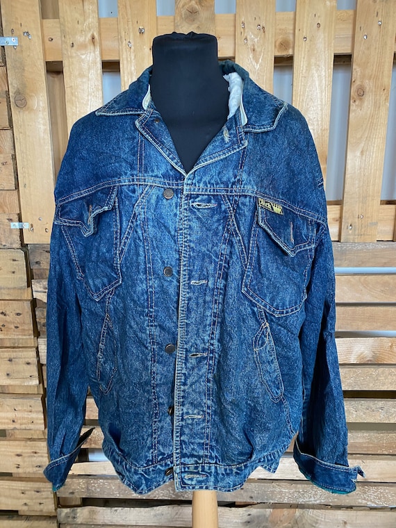 Vintage Teddy Collar Denim Jacket - retro 80s/90s
