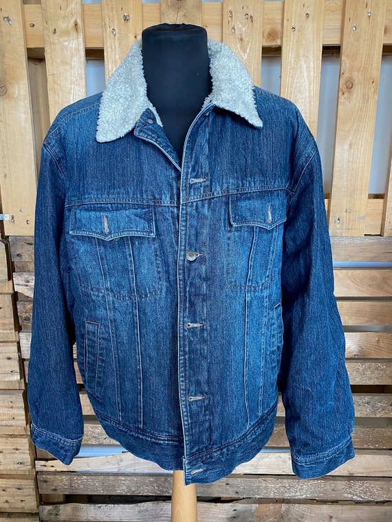 Vintage Teddy Collar Denim Jacket - retro 80s/90s