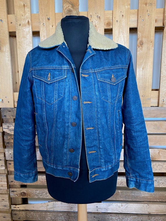 Vintage Teddy Collar Denim Jacket - retro 80s/90s