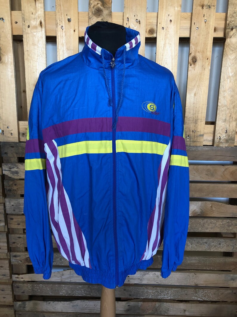 funky retro rave windbreaker size L Vintage Festival 70s80s Track Suit Jacket