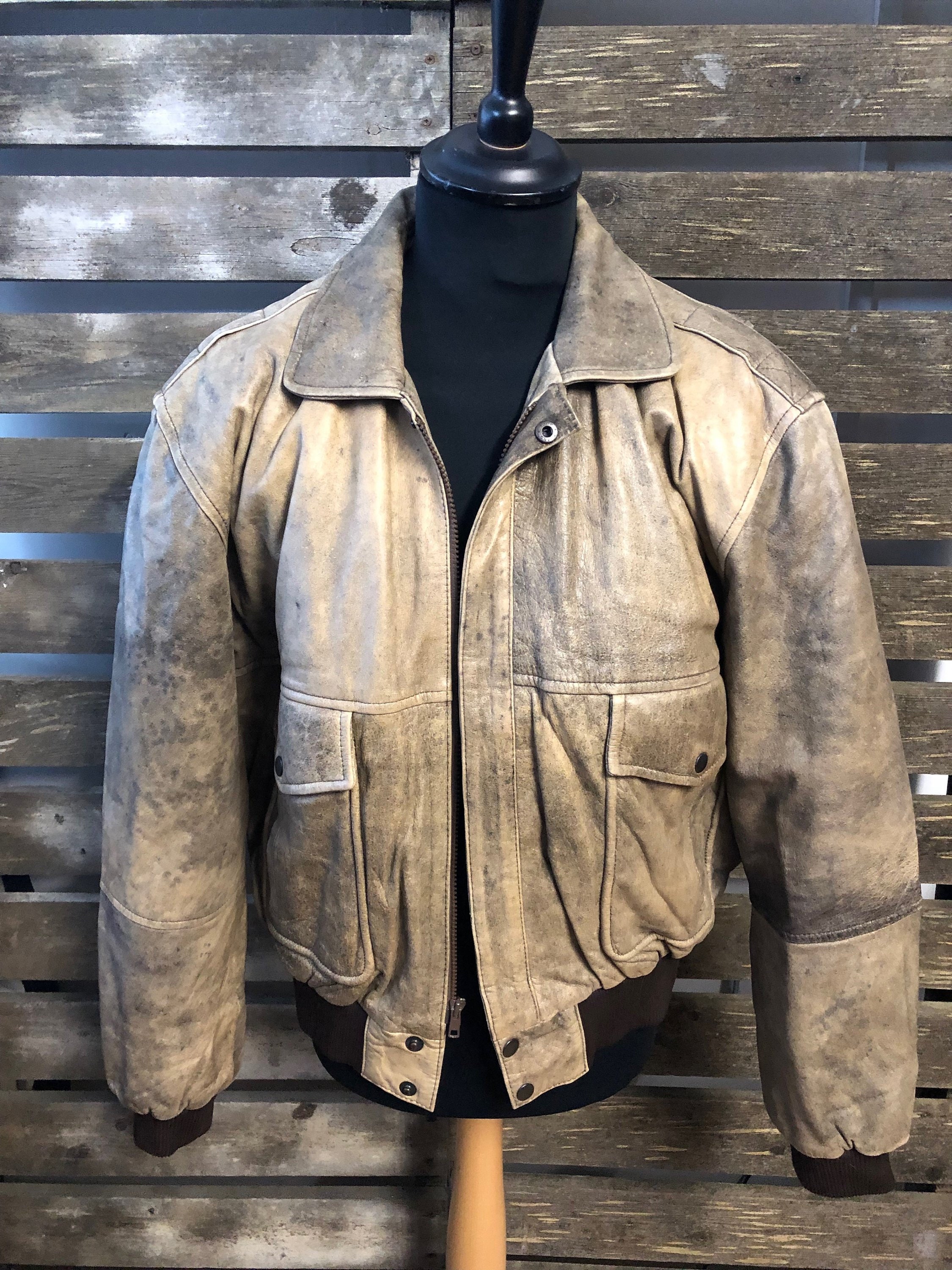 Image of Amazing Vintage Aviator Jacket - Bomber Jacket Shearling Leather Suede 70's 80's