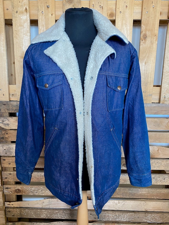 Vintage Teddy Collar Denim Jacket - retro 80s/90s